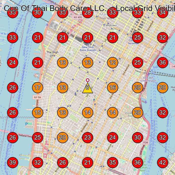 Cup Of Thai Body Care LLC. GeoGrid visibility map for Massage Spa in New York
